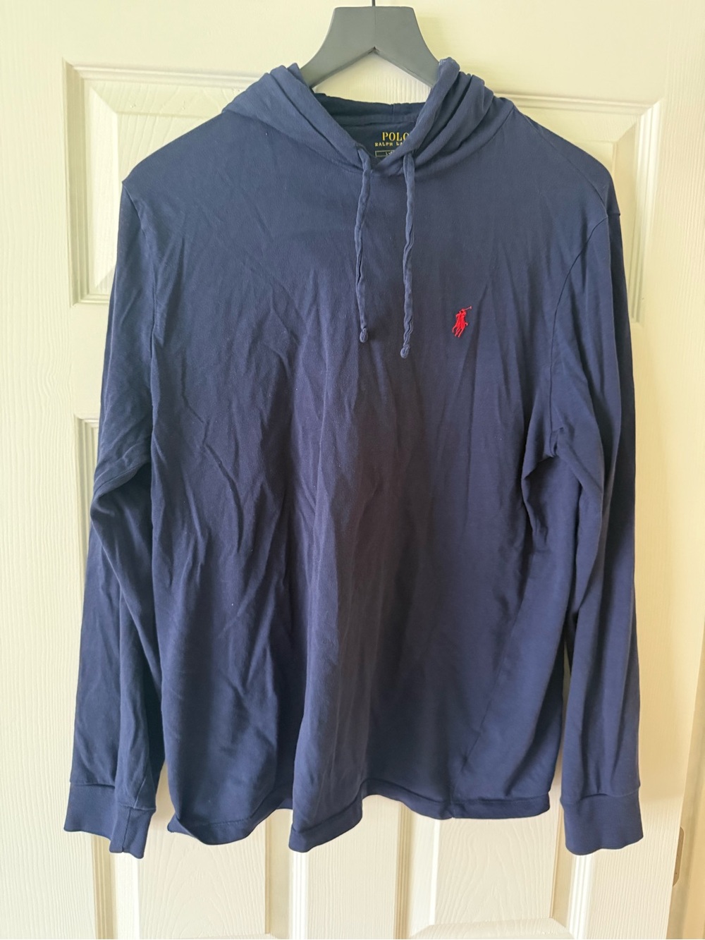 Polo by Ralph Lauren Navy Hooded Long-Sleeve Tee with Red Pony